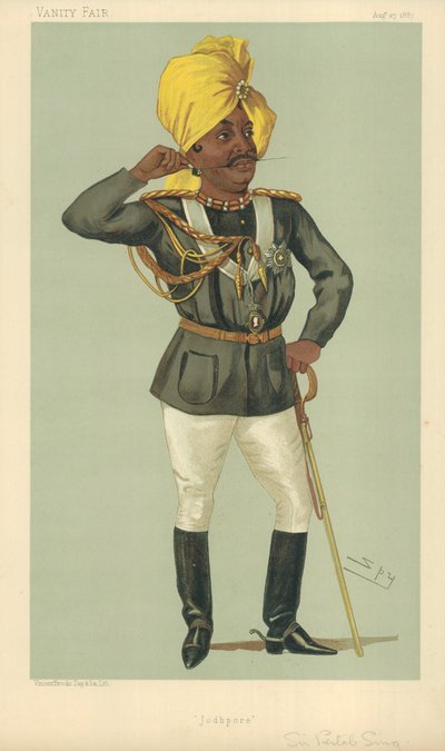 El Marajá Sir Pertab Sing, Jodhpore, 27 de agosto de 1887, caricatura de Vanity Fair de Leslie Matthew Ward