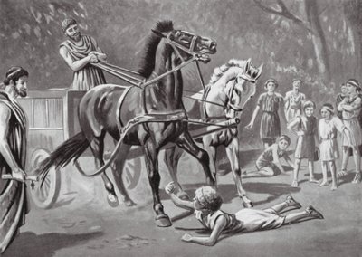 Alcibíades desafiando al Teamster (litografía) de Leslie Mosley