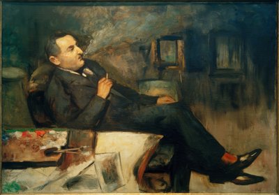 Lesser Ury fumando en el estudio (Autorretrato) de Lesser Ury