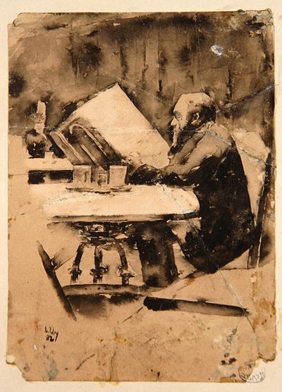 Hombre en el café de Lesser Ury