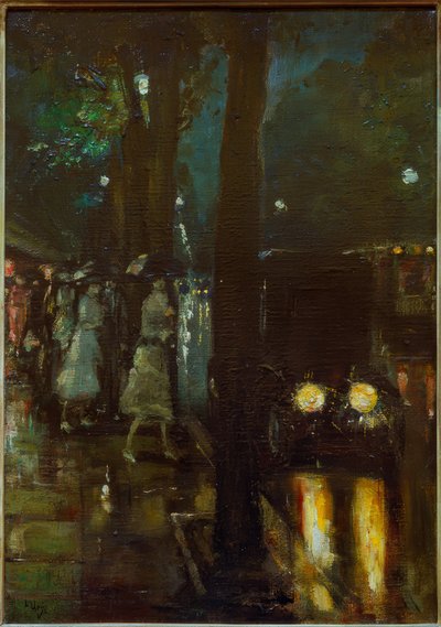 Escena nocturna en Kurfürstendamm con vista hacia... de Lesser Ury