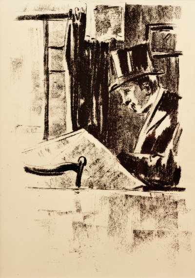 Lector de periódicos con sombrero de copa de Lesser Ury