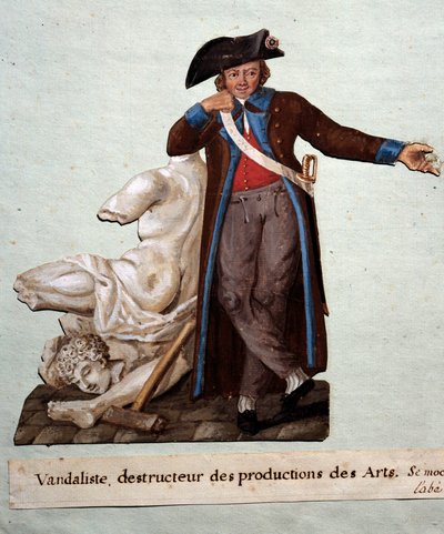 Revolución Francesa: “un vándalo, destructor de obras de arte”. Gouache de los hermanos Lesueur (siglo XVIII), Museo Carnavalet, París de Lesueur Brothers