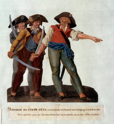Representación de Mathieu Jouve Jourdan llamado Jourdan Coupe-Tete (1749-1794), un cruel revolucionario que se hizo famoso después de las masacres de la Glaciere en Aviñón en octubre de 1791 de Lesueur Brothers
