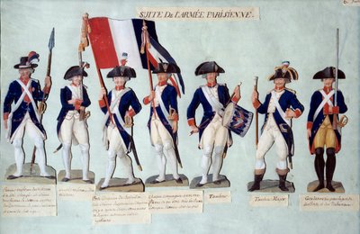 El ejército parisino bajo la revolución francesa. Gouache de los hermanos Lesueur (siglo XVIII) de Lesueur Brothers