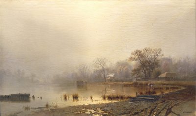 Niebla. El Estanque Rojo en Moscú en Otoño, 1871 de Lev Lyvovich Kamenev