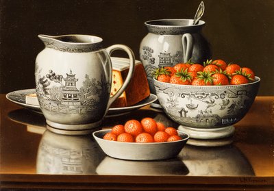 Naturaleza Muerta con Porcelana y Fresas de Levi Wells Prentice