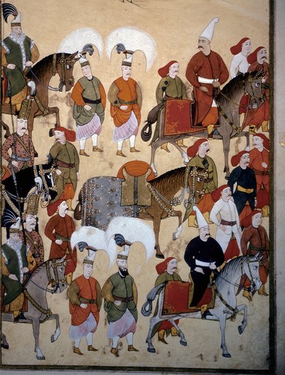 IMPERIO OTOMANO: "Desfile de los jenízaros (Yeniceri) con el caballo del comandante" de Levni Levni