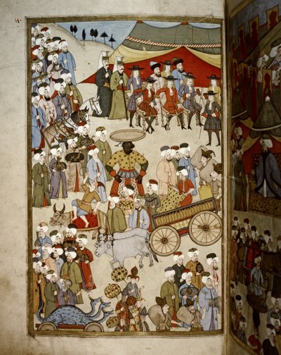 IMPERIO OTOMANO: El bazar de Estambul, c.1720 (miniatura) de Levni Levni