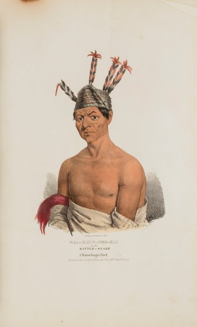 WAA-KAUN-SEE-KAA o la Serpiente Cascabel; Un Jefe Winnebago, de The Aboriginal Portfolio de Lewis, James Otto