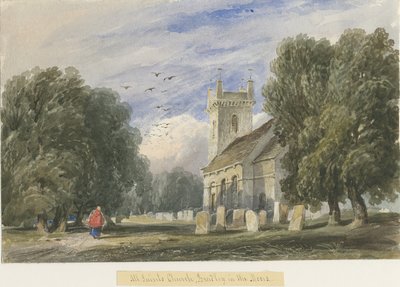Iglesia de Bradley-in-the-Moors: pintura en acuarela, nd [c1830-1840] de Lewis John Wood