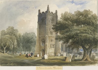 Iglesia de Ellastone: pintura en acuarela, nd [c1830-1840] de Lewis John Wood