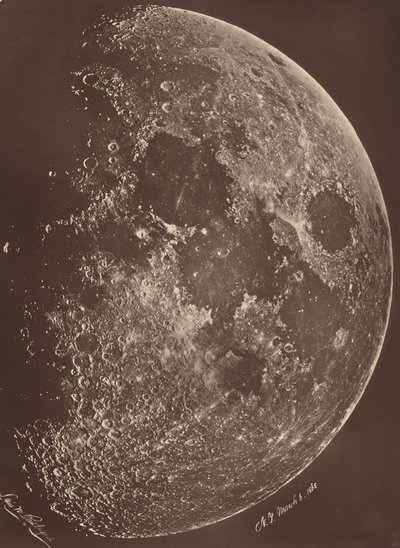 Fotografía de la luna en su primer cuarto de Lewis M. Rutherfurd