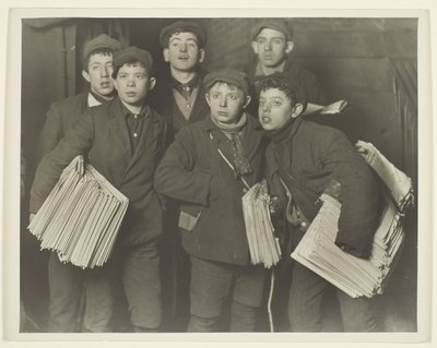 Newboys, Puente de Brooklyn de Lewis Wickes Hine