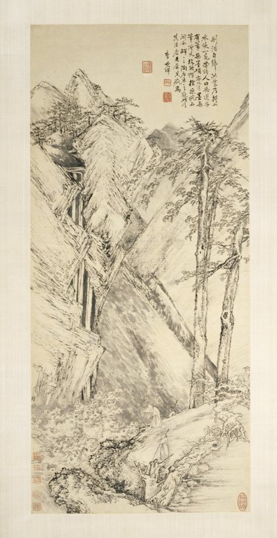 Paisaje después de Jing Hao y Guan Tong de Li Shizhuo
