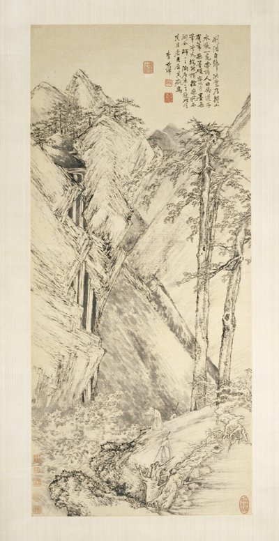 Paisaje después de Jing Hao y Guan Tong de Li Shizhuo