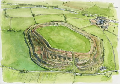Old Oswestry (acuarela sobre papel) de Liam Wales
