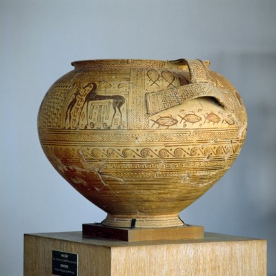 Crátera argiva con decoraciones geométricas, diámetro 50 cm, civilización griega, siglo VIII a.C. de Unbekannt Unbekannt