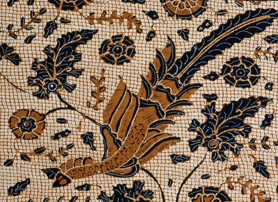 Batik con diseño tradicional llamado peksi podang, Surakarta, Java, Indonesia (detalle) de Unbekannt Unbekannt