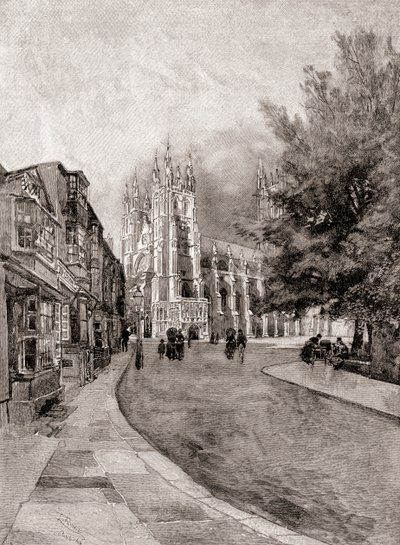 Catedral de Canterbury, desde Christchurch Gateway, de The Century Magazine, publicado 1887 (grabado) de Unbekannt Unbekannt