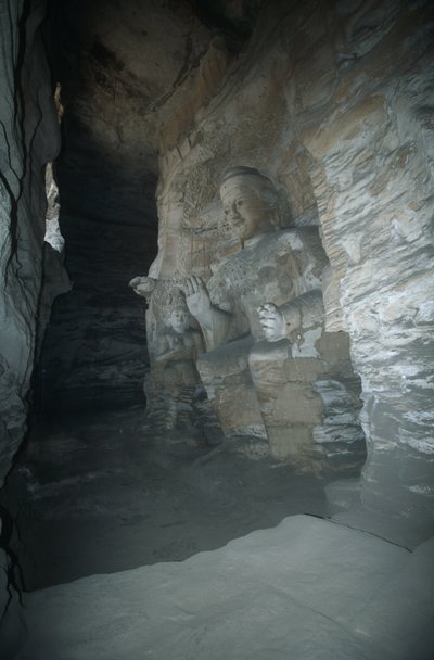 China, provincia de Shanxi, estatua de arenisca de Buda en las Grutas de Yungang de Unbekannt Unbekannt