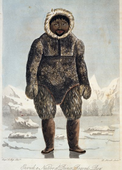 Ervick, inuit vestido con piel, nativo de Prince Regents Bay de Unbekannt Unbekannt