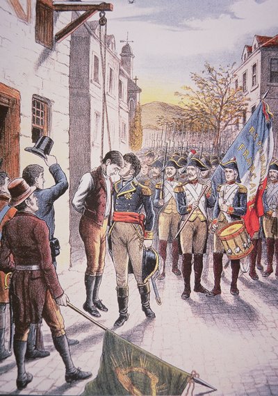 El general francés Jean Sarrazin besa al rebelde irlandés ahorcado Patrick Walsh de Unbekannt Unbekannt