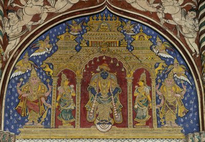 Fresco que representa a Visnu, palacio Maratha de Thanjavur, Tamil Nadu, India de Unbekannt Unbekannt