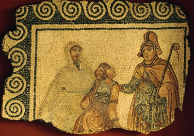 Escena de iniciación, mosaico de la villa romana de Negrar, Véneto, Italia, civilización romana de Unbekannt Unbekannt