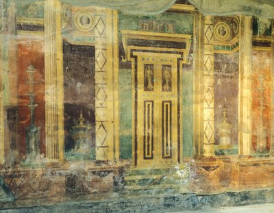 Italia, Campania, Oplonti, área arqueológica de Torre Annunziata, Villa Romana de Poppea, Gran Salón, Fresco con columnas en Segundo Estilo Pompeyano de Unbekannt Unbekannt