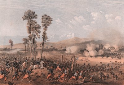 El rey Vittorio Emanuele II liderando tropas durante la batalla de Palestro, Lombardía de Unbekannt Unbekannt