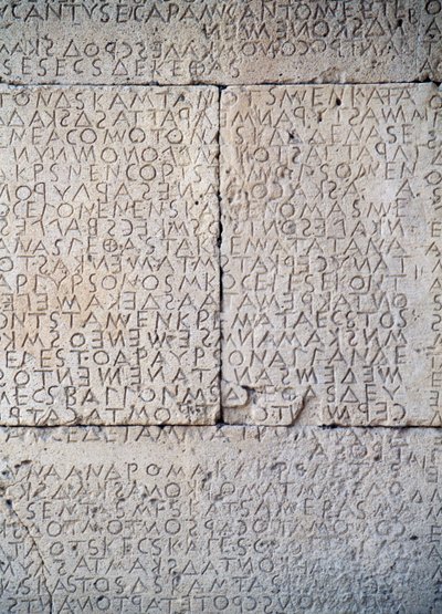 Código de leyes de Gortina, inscripciones dóricas en losas de piedra, Gortina, Creta, Grecia, civilización griega, siglo V a.C. (detalle) de Unbekannt Unbekannt