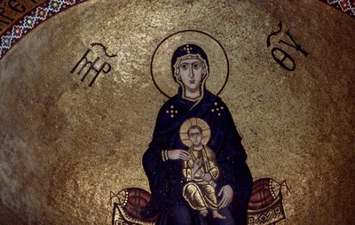Mosaico de la Virgen María del interior del Monasterio de Hosios Loukas, Grecia, fundado a principios del siglo X de Unbekannt Unbekannt