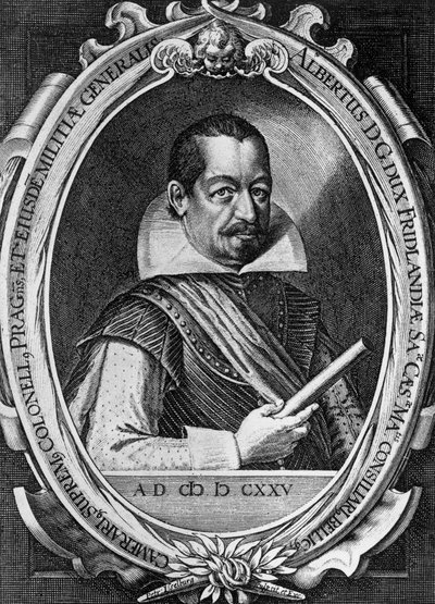 Retrato de Albrecht Wenzel Eusebius von Waldstein (1583-1634), líder militar y político bohemio, ofreció sus servicios durante la Guerra de los Treinta Años al Emperador Fernando II, grabado por Peter Isselburg (circa 1580-circa 1631) de Unbekannt Unbekannt