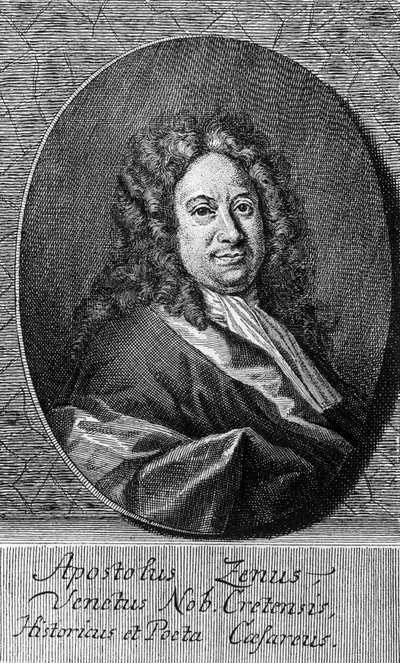 Retrato de Apostolo Zeno (circa 1668-1750), poeta, libretista, periodista y hombre de letras italiano, grabado de Unbekannt Unbekannt