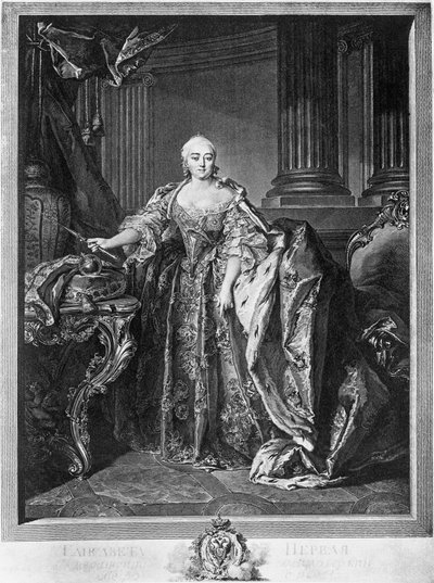 Retrato de Isabel Petrovna, Emperatriz de Rusia, grabado de Unbekannt Unbekannt