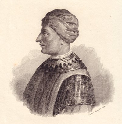 Retrato del líder militar italiano Can Francesco della Scala, también conocido como Cangrande I (1291-1329), grabado en cobre por Eugenio Silvestri de Unbekannt Unbekannt