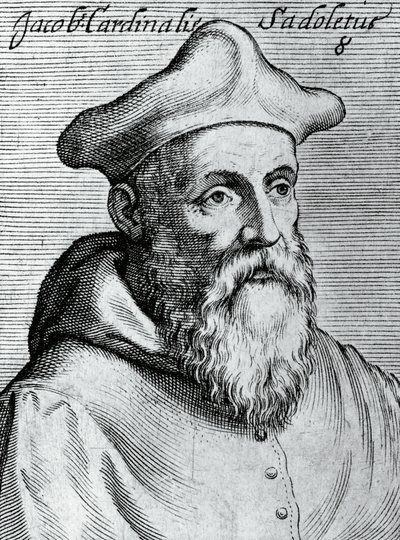 Retrato de Jacopo Sadoleto (1477-1547), humanista, obispo católico y cardenal italiano, grabado de Illustrissimorum, omnique virtutis, et scientiarum laude praestantissimoru virorum icones, por Claudius Pernetus de Unbekannt Unbekannt