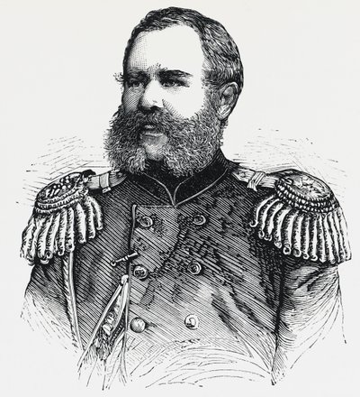 Retrato de Nikolai Obruchev (1830-1904), general ruso, grabado de Unbekannt Unbekannt