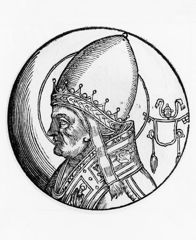 Retrato de San Bonifacio IV (fallecido en 615), 67º Papa de la Iglesia Católica desde 608, grabado de Unbekannt Unbekannt
