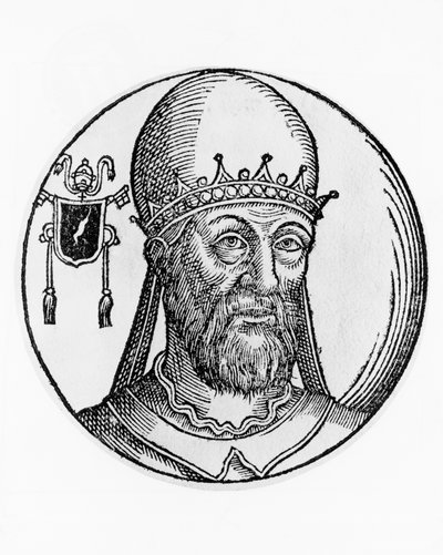 Retrato de San Martín I, 74º Papa de la Iglesia Católica, grabado de Unbekannt Unbekannt