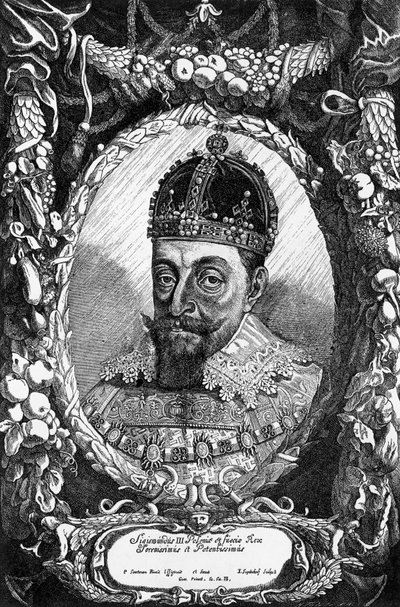 Retrato de Segismundo III Vasa, Rey de Polonia y Rey de Suecia, Gran Duque de Lituania, grabado de Unbekannt Unbekannt