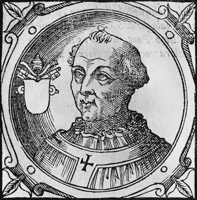 Retrato de Esteban II o III, 92º Papa de la Iglesia Católica, grabado de Unbekannt Unbekannt