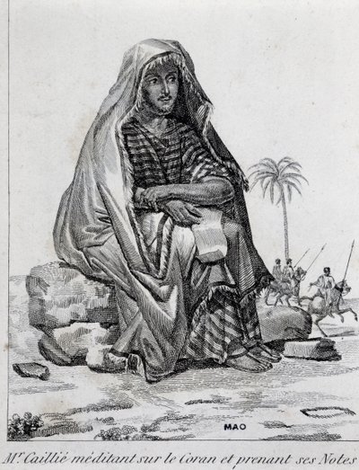 Rene Caillie (1799-1838), explorador vestido con ropa árabe, meditando sobre el Corán de Unbekannt Unbekannt