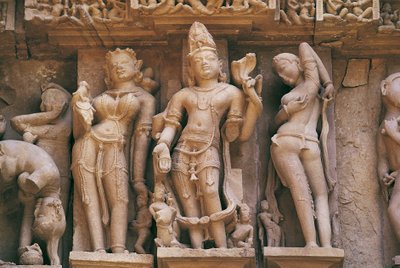 Esculturas, templo Lakshmana, grupo de Monumentos de Khajuraho (Lista del Patrimonio Mundial de la UNESCO) de Unbekannt Unbekannt