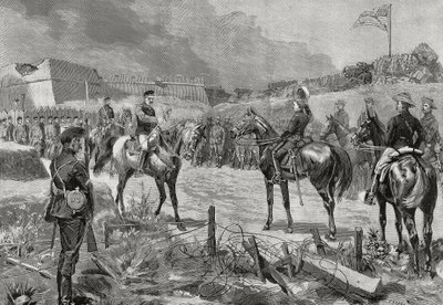 El General español José Toral y Velázquez rindiéndose a las tropas americanas, Santiago de Cuba, julio de 1898, guerra hispano-estadounidense, Cuba de Unbekannt Unbekannt