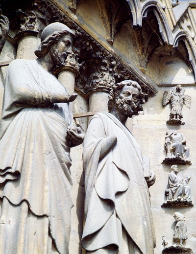 Estatua de apóstol, detalle de la puerta sur de la Catedral de Notre-Dame (Lista del Patrimonio Mundial de la UNESCO) de Unbekannt Unbekannt