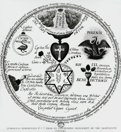 Símbolos de los Rosacruces, dibujo de un manuscrito del siglo XVIII, Francia de Unbekannt Unbekannt