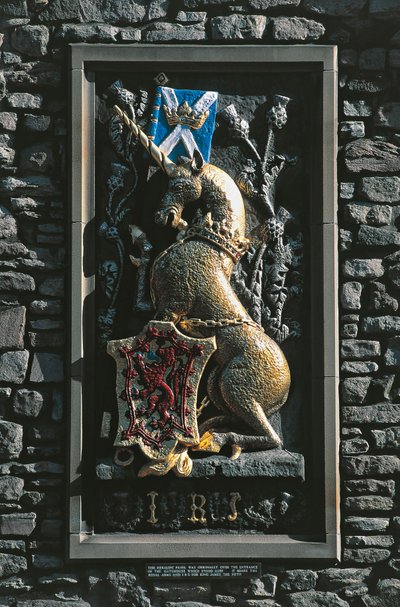 Unicornio, escudo heráldico en la fachada del palacio de Holyrood, Edimburgo, Escocia, Reino Unido de Unbekannt Unbekannt