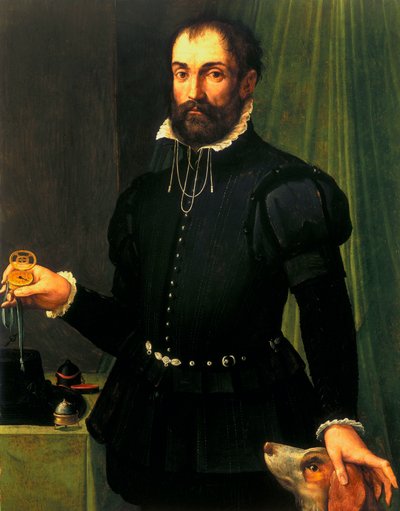 Retrato de un hombre sosteniendo un reloj, c 1558 de Unbekannt Unbekannt